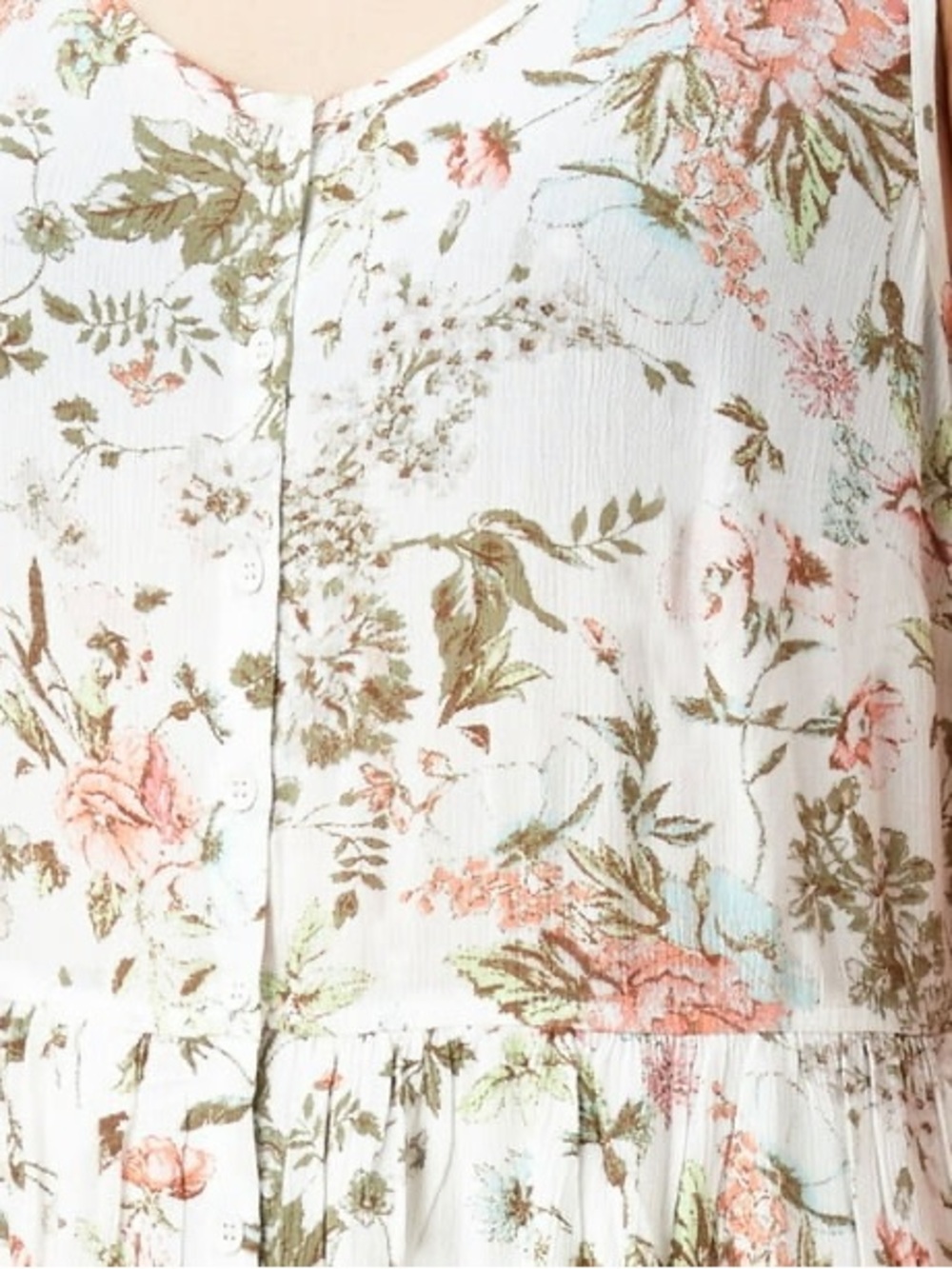 Frye Floral Midi Dress in Ivory and Blush Sleeveless Botton Front Size M Boho - Picture 5 of 14